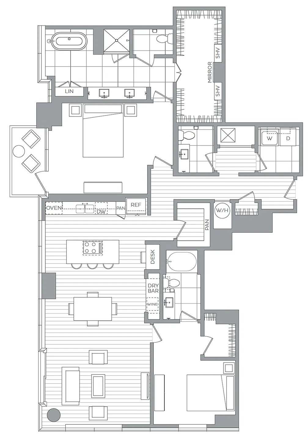 V / 2 Bedroom / 2 Bath