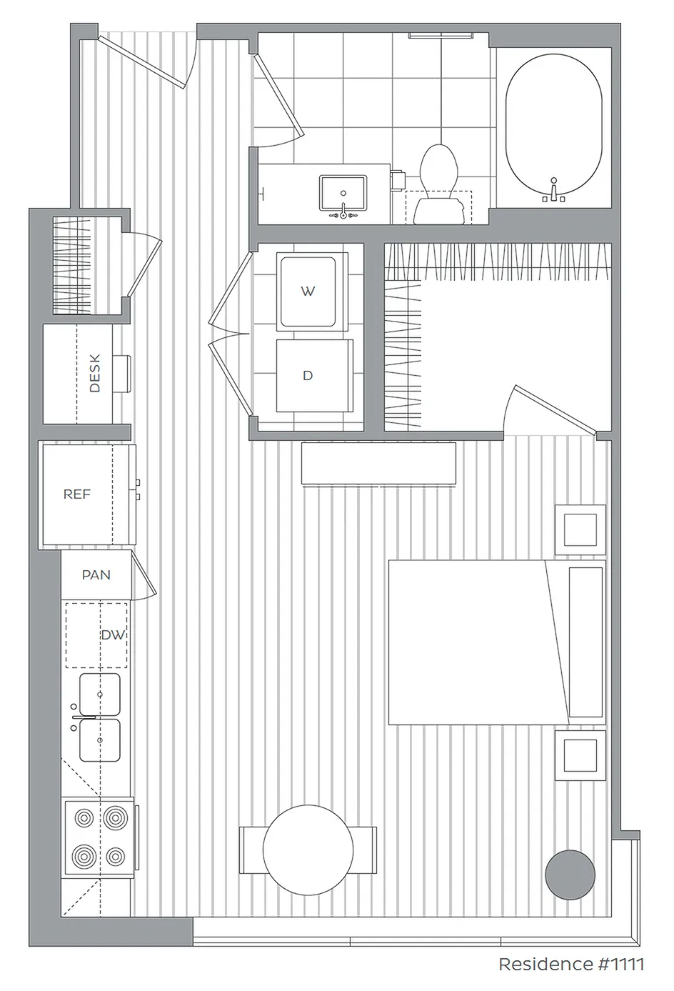 A / Studio / 1 Bath