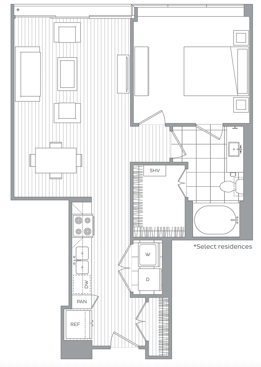 H / 1 Bedroom / 1 Bath