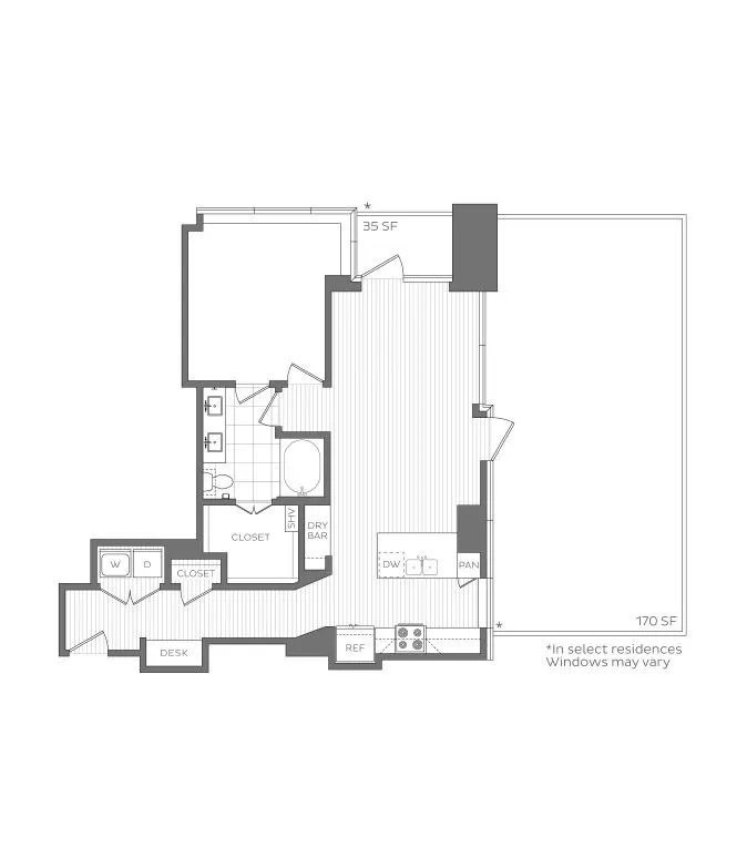 L - 1 Bedroom / 1 Bath