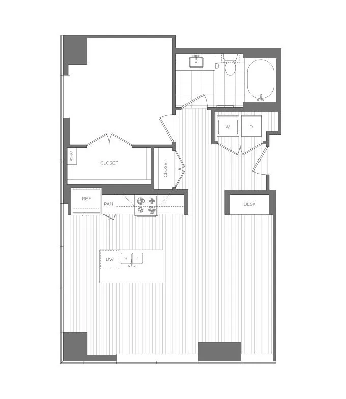 M - 1 Bedroom / 1 Bath