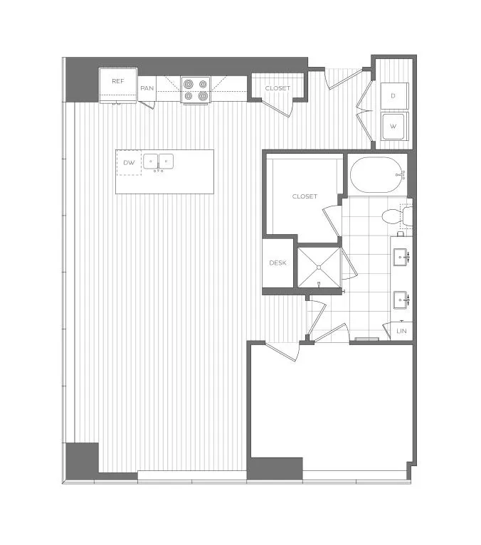M - 1 Bedroom / 1 Bath