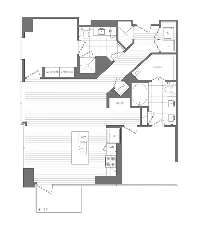 N - 2 Bedroom / 2 Bath
