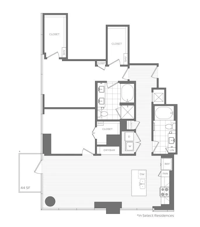 P - 2 Bedroom / 2 Bath