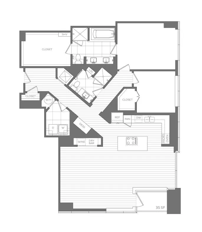 T - 2 Bedroom / 2 Bath
