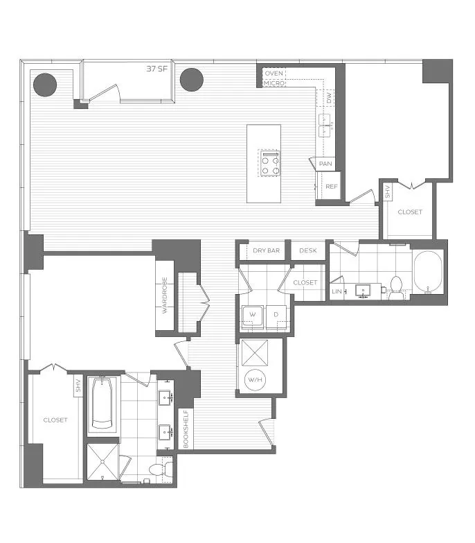 U - 2 Bedroom / 2 Bath