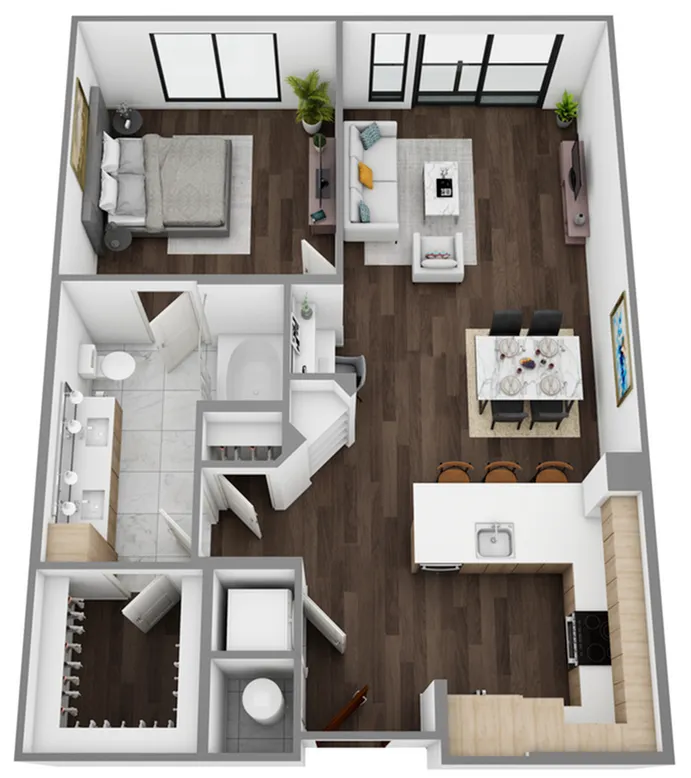 E: 1 Bed / 1 Bath