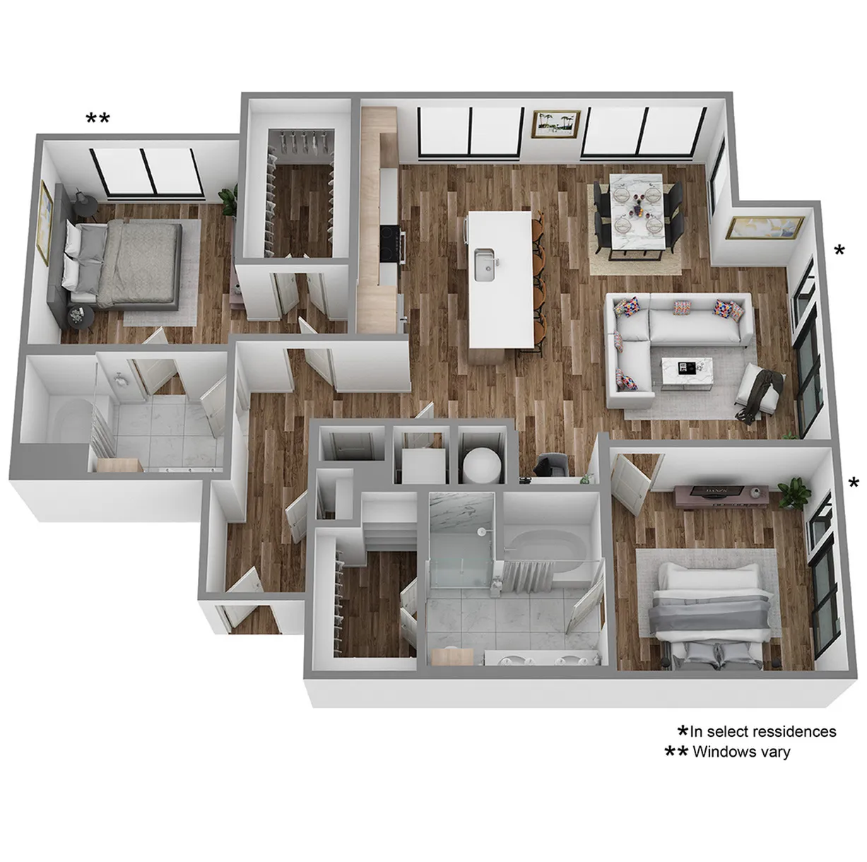 M: 2 Bed / 2 Bath