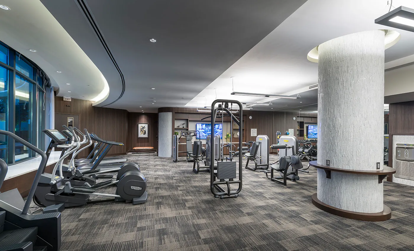 24-hr Fitness Center with Tablet integrated cardio equipment at Hanover Buckhead Village