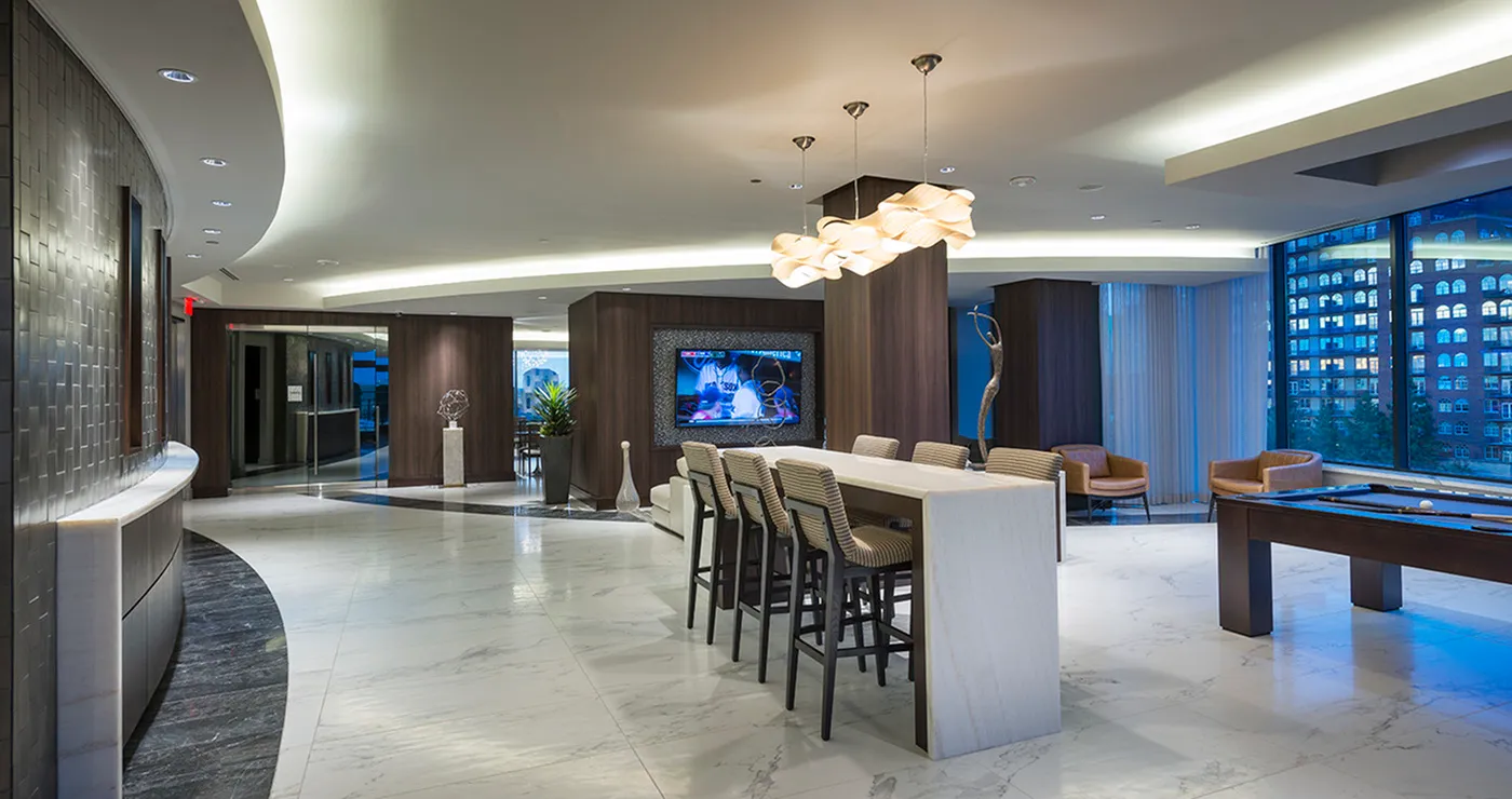 Resident Lounge with Billiards and social gathering area at Hanover Buckhead Village