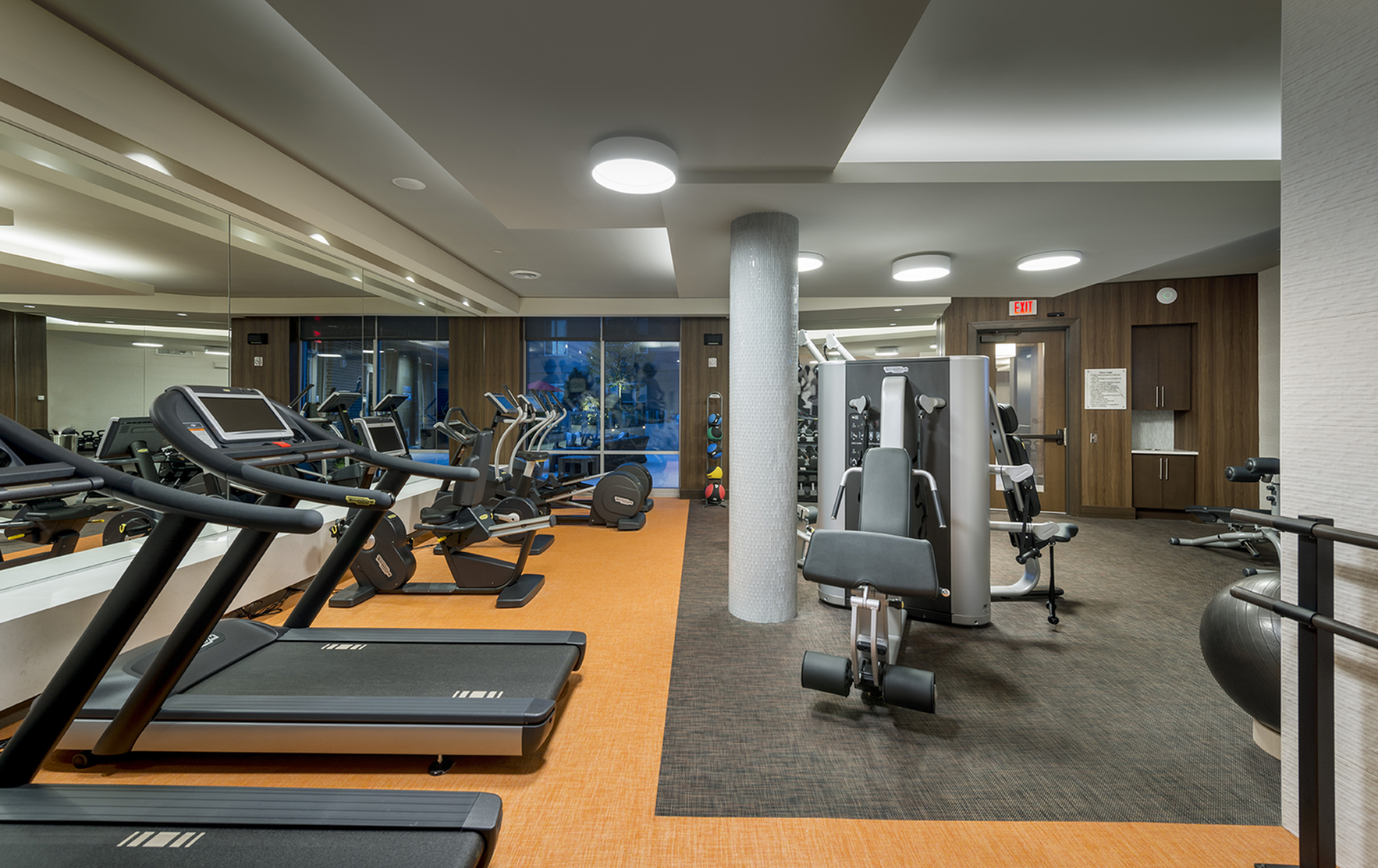 24-hour state-of-the-art fitness center with tablet-integrated cardio machines & ballet barre
