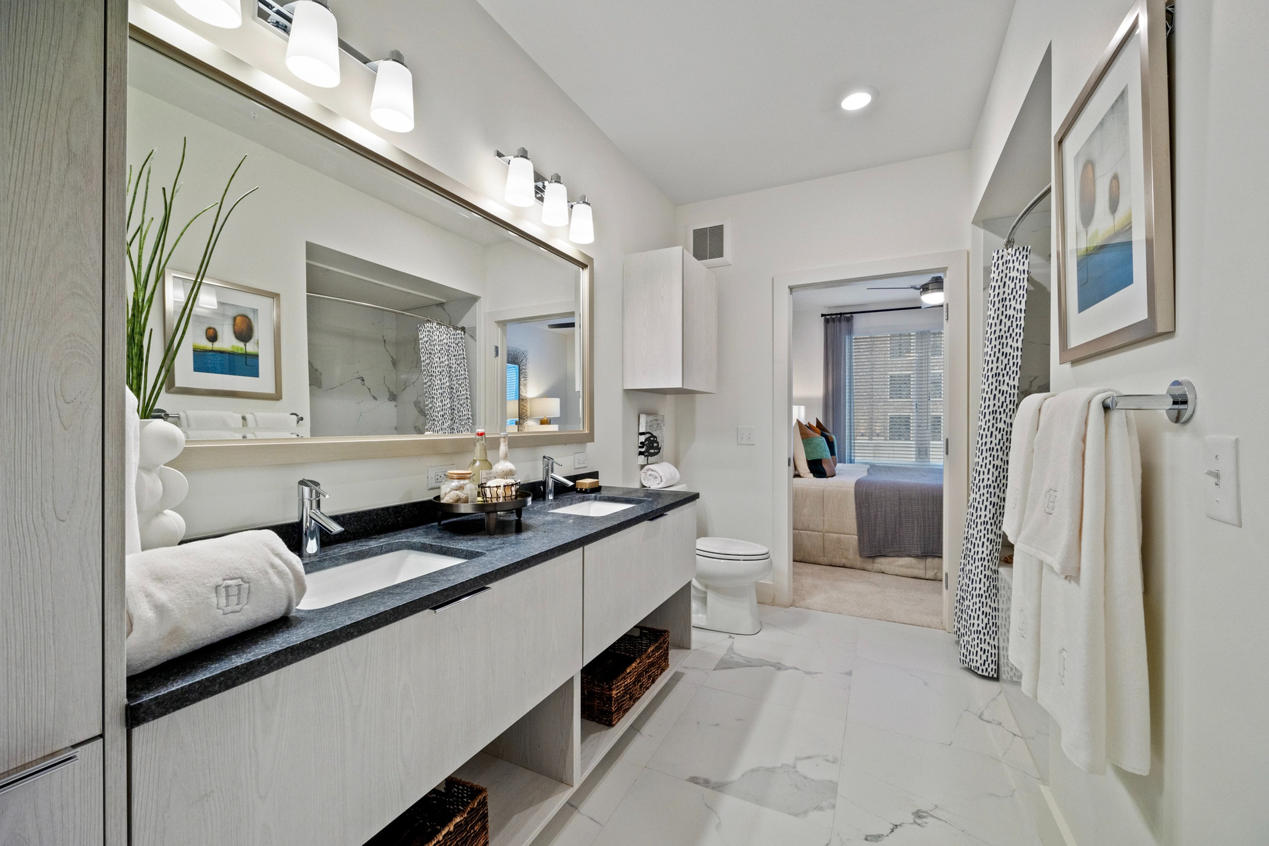 Spa-inspired bathrooms offering oversized showers and soaking tubs, ample storage spaces, double vanities and serene lighting*