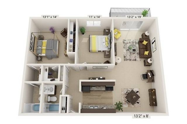 White Oak; Spacious 2 bedroom, 2 bath floorplan