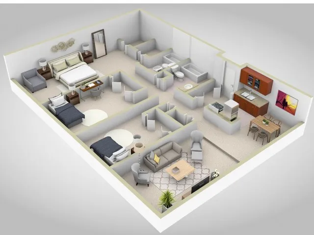 Floor Plan D - Lombard International Village Apartments