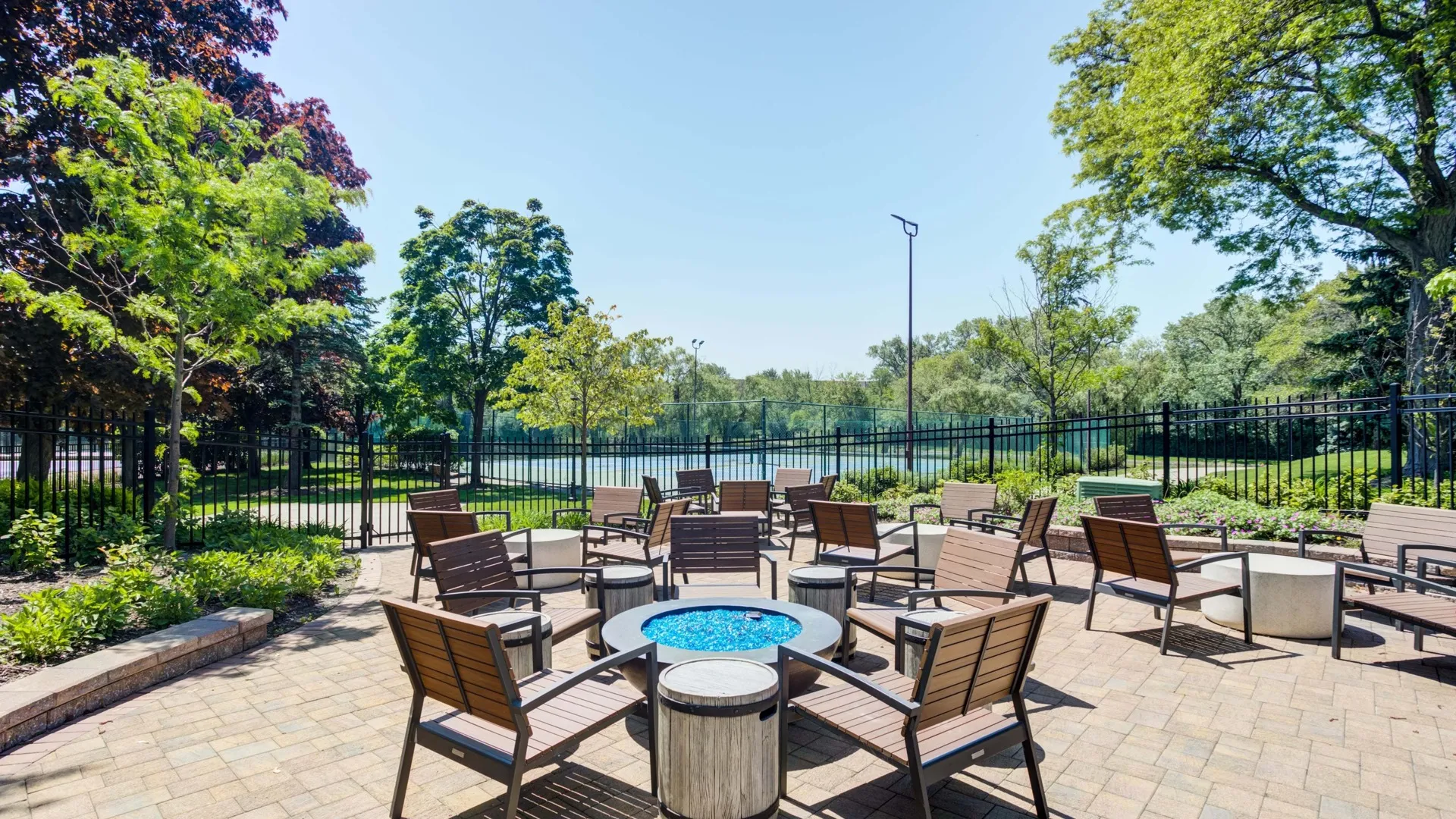 Fire Pit & seating  at Lake+House Apartments in Wheeling, IL