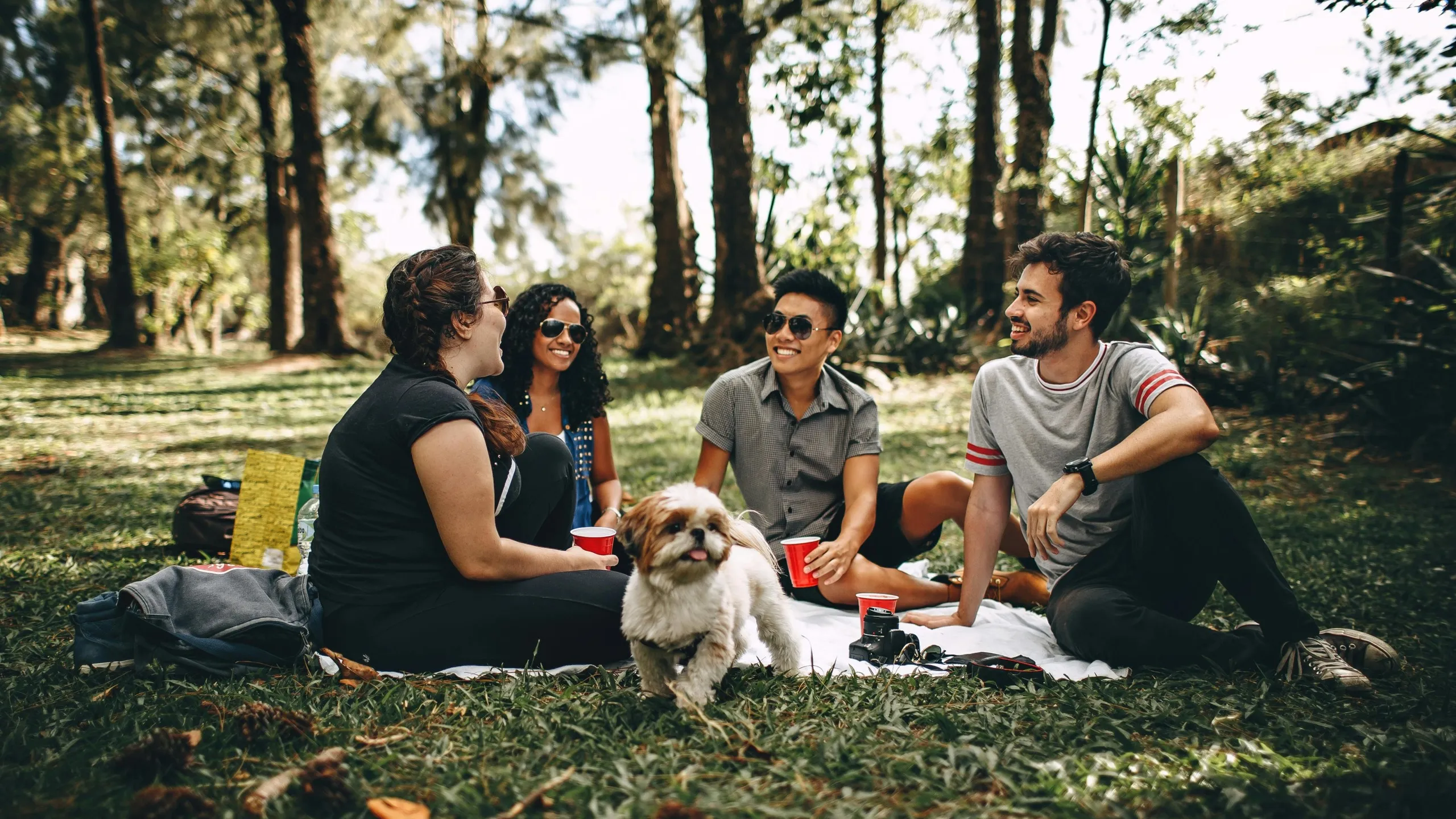 group sitting outside