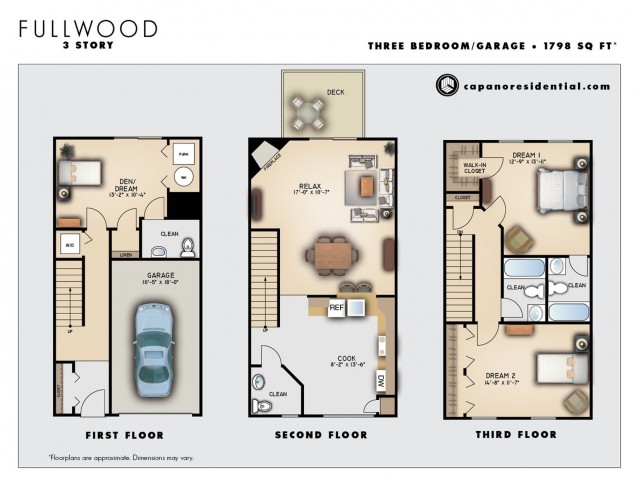 Fullwood Three Story 2 Bedroom 3.5 Bathrooms with Garage