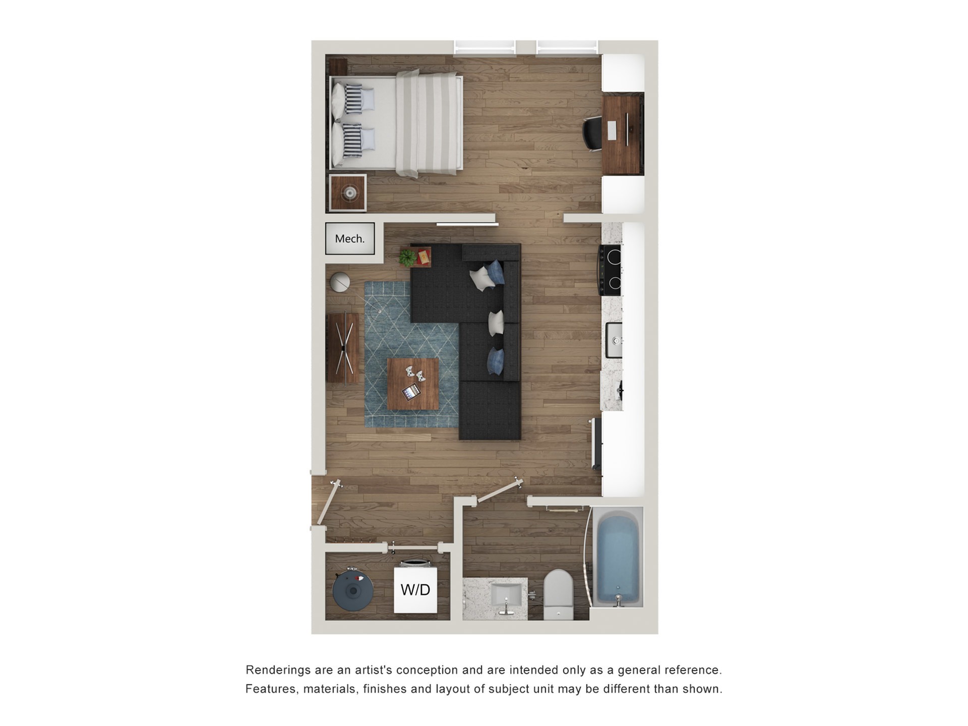 1 Bedroom - Aurora floor plan