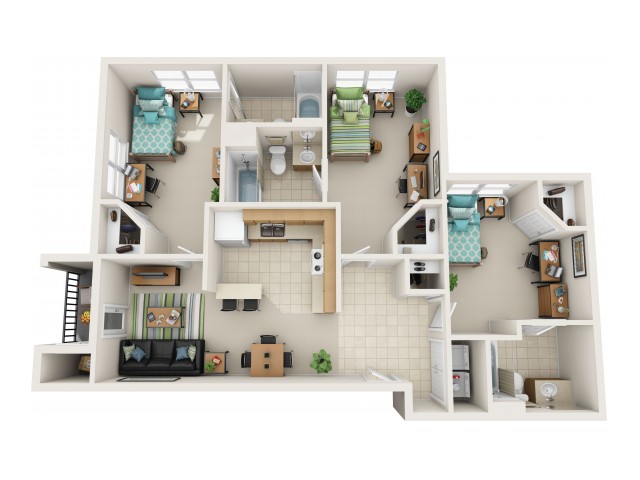 3 bed balcony