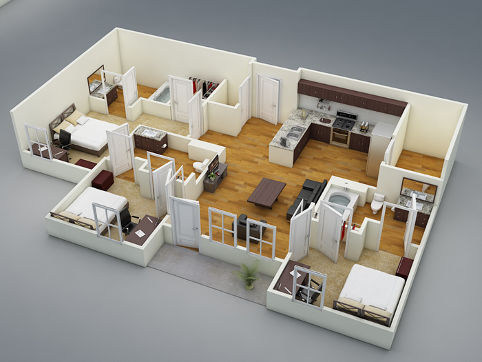 C1 3 Bed Apartment Vue on MacGregor