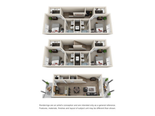 Elegant multi-level floor plan featuring spacious living areas, multiple bedrooms, and modern amenities, ideal for family living.