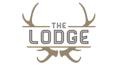 Stylish logo of The Lodge with elegant antler design.