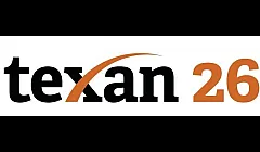 Texan 26 logo featuring bold text with a swoosh design.
