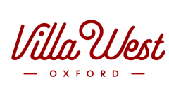 Elegant logo for Villa West Oxford in a stylish red font.