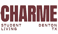 Contemporary logo design for Charme Student Living in Denton, TX, featuring bold typography and a sleek, modern aesthetic.