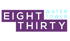 Vibrant logo for Eight Thirty Water Tower with modern purple and blue design.