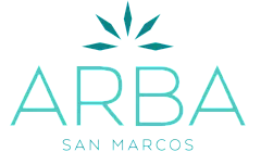 Elegant ARBA San Marcos logo in teal, featuring a modern geometric design.