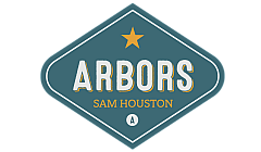 Charming Arbors Sam Houston emblem featuring a bold star and classic typography, perfect for a welcoming community atmosphere.