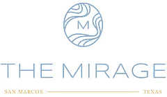 Modern 'The Mirage' logo, showcasing a sleek circular design with swirling lines, embodying elegance in San Marcos, Texas.