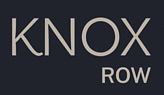 Elegant Knox Row logo with modern typography on a stylish dark background.