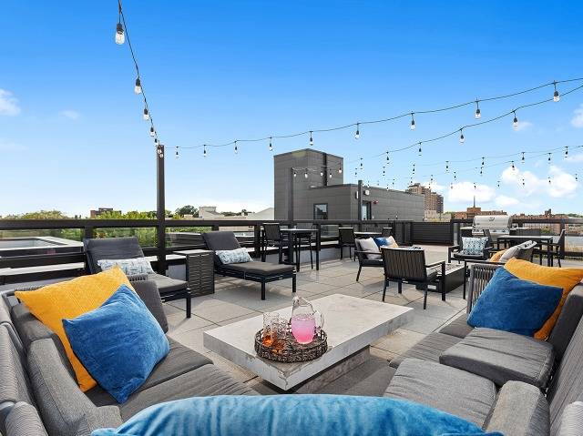 rooftop bbq grill area and seating