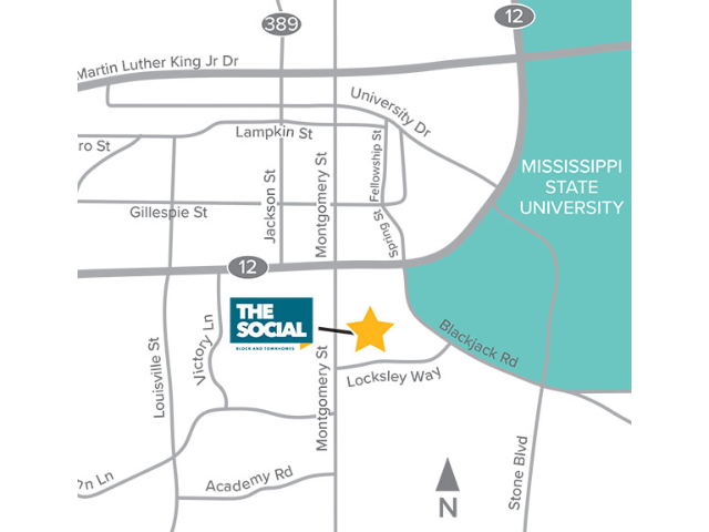 Location of The Social Block and Townhomes
