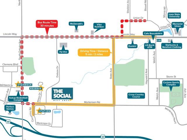Location of The Social West Ames Station