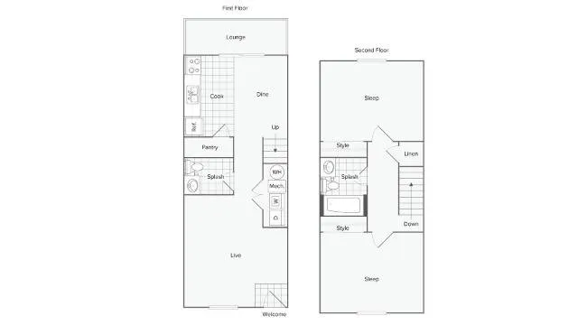 2 BR x 1.5 BA Townhome