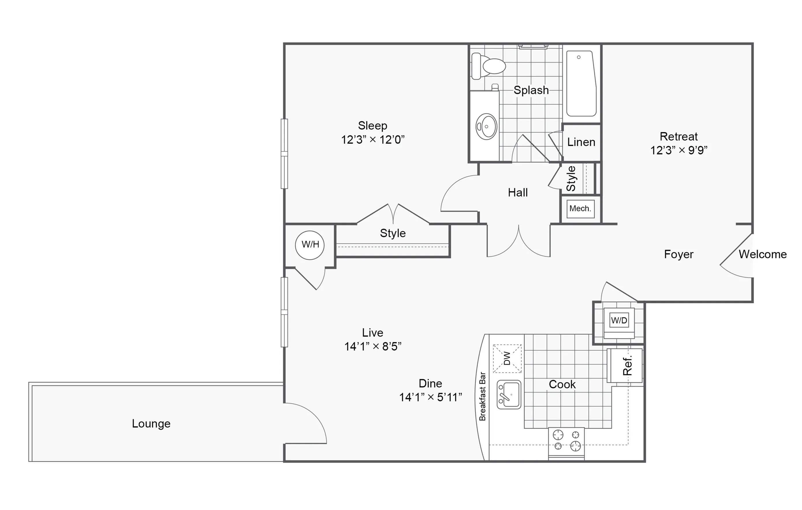 1 Bedroom Floor Plan | Apartments In Eagleville PA | Arrive Valley Forge