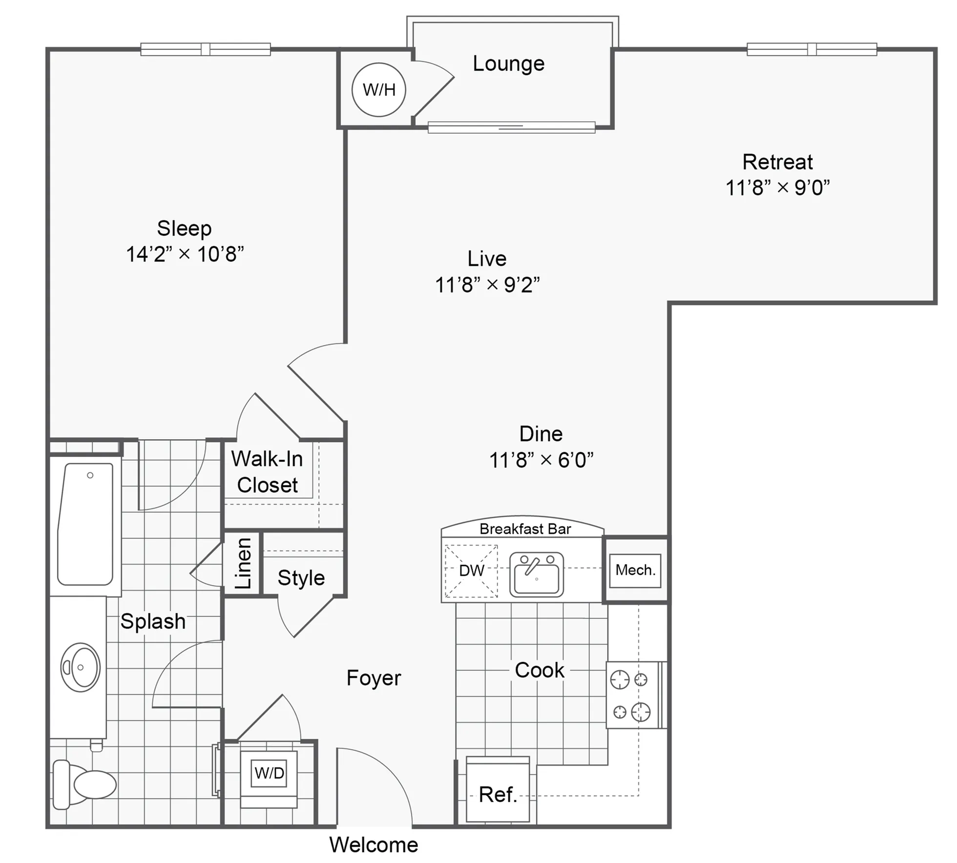 1 Bdrm Floor Plan | Apartments In Eagleville Pennsylvania | Arrive Valley Forge