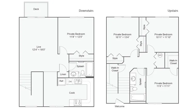 4 Bedroom Floor Plan | The Social West Ames Apartment Homes for Rent in Ames IA 50014
