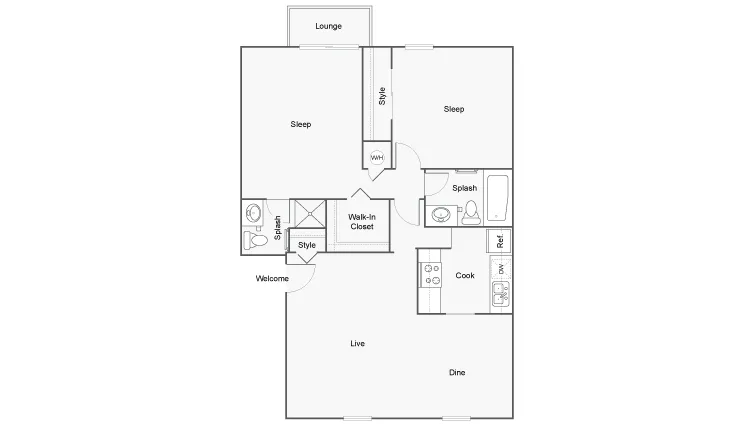 Floor Plan Layout | ReNew Highland Park Apartment Homes for Rent in Midland TX 79705