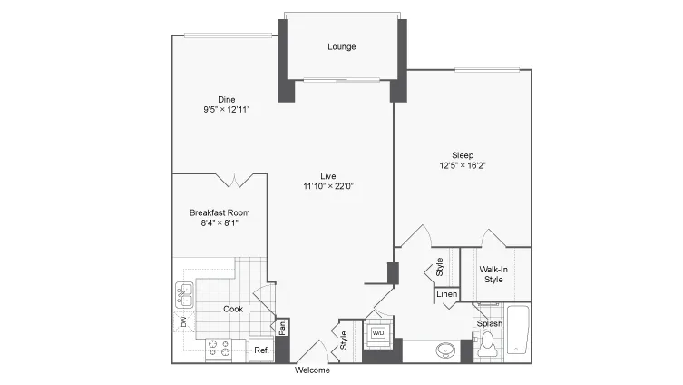 1 Bedroom Floor Plan | Luxury Apartments In Alexandria VA | Arrive 2801