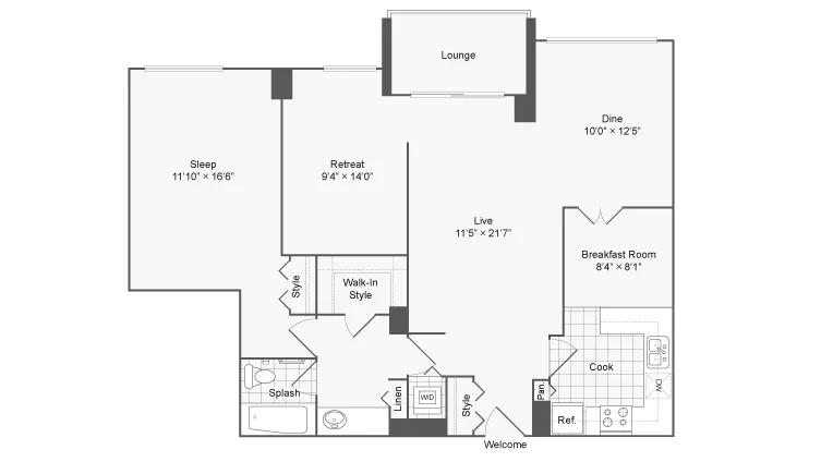 1 Bdrm Floor Plan | 2 Bedroom Apartments In Alexandria VA | Arrive 2801