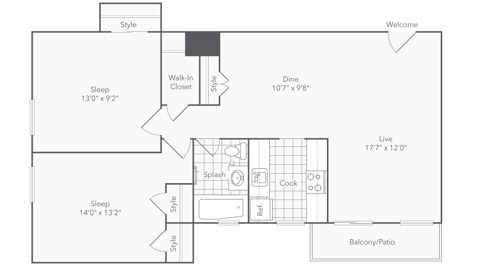renew alexandria baltimore 2-bed floorplan
