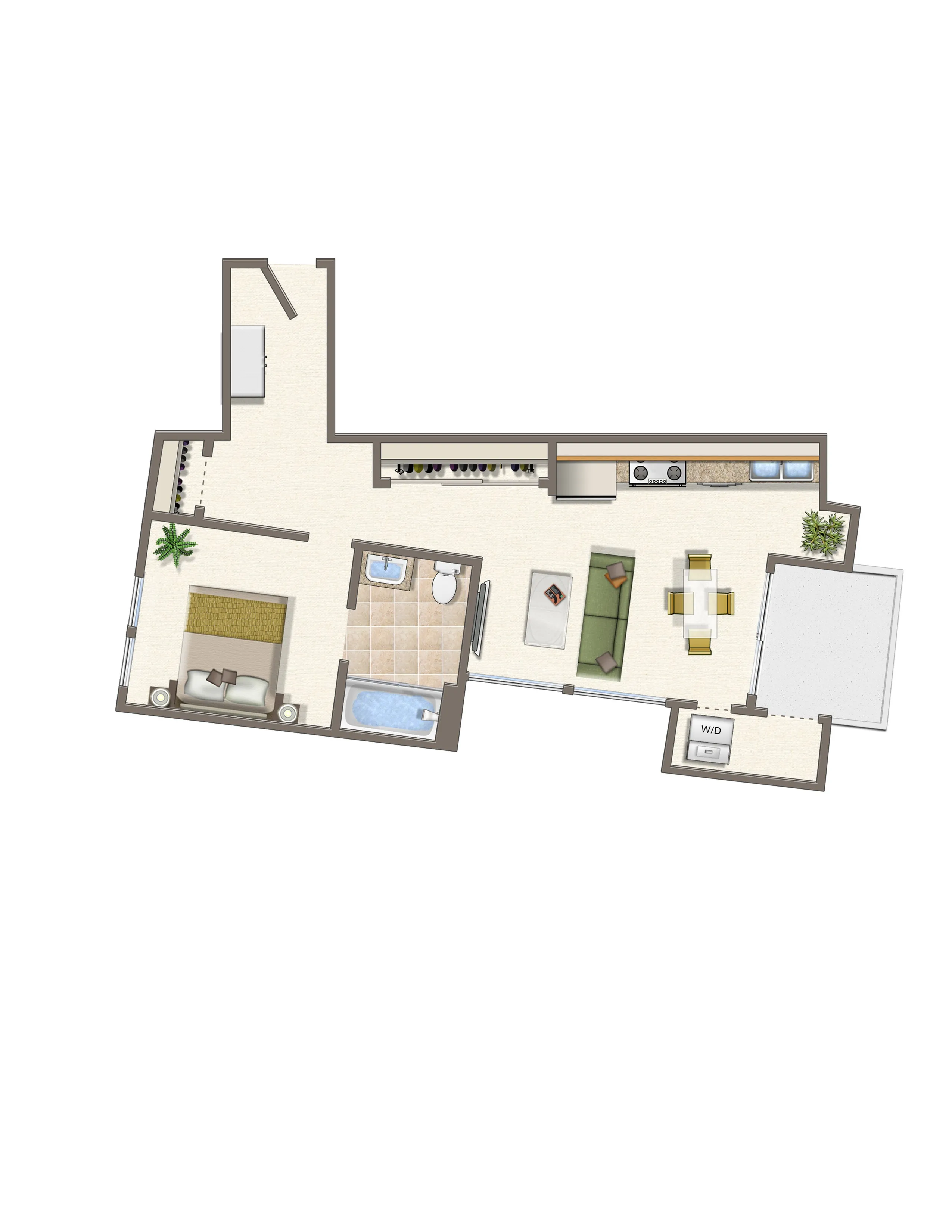 arrive seaside 1-bedroom plan A3
