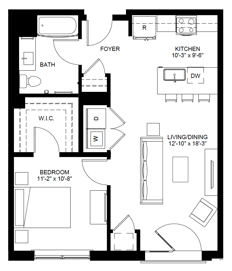 the emerson plan a12 one bedroom