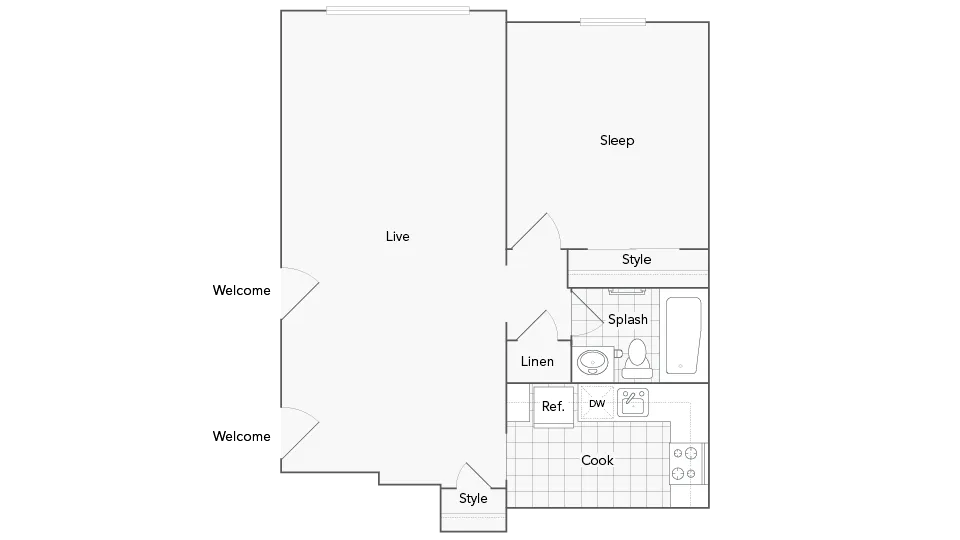 Allentown 1-Bedroom Floorplan
