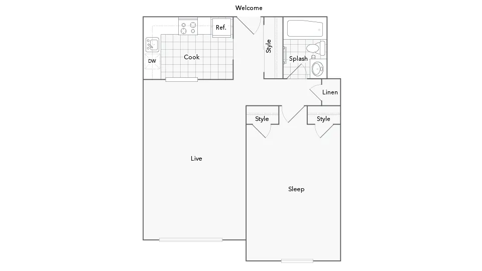 Albany 1-Bedroom Floorplan