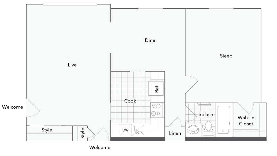 Adams 1-Bedroom Floorplan